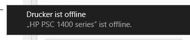 Windows 10 Fehlermeldung Drucker ist offline