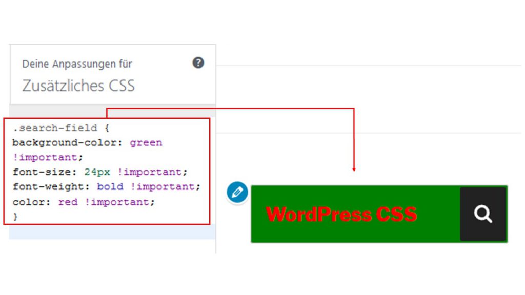 WordPress CSS-Anpassungen Suchzeile
